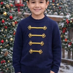 Gymboree Boys Nutcracker Sweater Navy with Yellow Accents